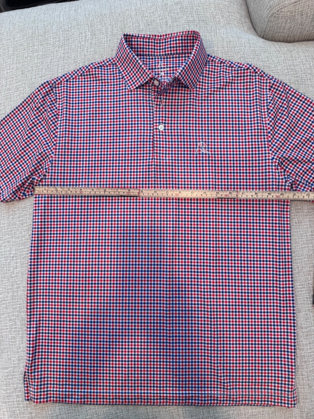 RHOBACK  Mens Patriot Performace Golf Polo American Flag Gingham Plaid M - Picture 6 of 11